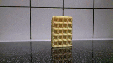 gif of a waffle that falls over